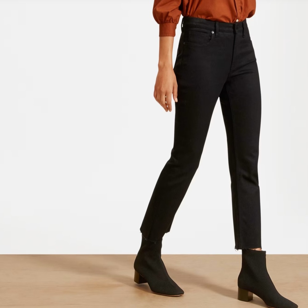 Everlane black high-rise slight kick crop straight jeans size 27 regular